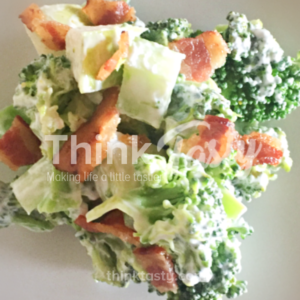 Salad of broccoli, apples, and bacon