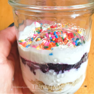 vanilla yogurt and blueberry compote layered