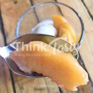 Fresh peaches infused with bourbon and vanilla