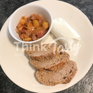 Slightly sweet with a whole bunch of savory, this peach and caramelized onion bruschetta is the perfect topping for crostini and goat cheese.