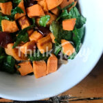 Warm Sweet Potato Salad with Spinach Cranberries