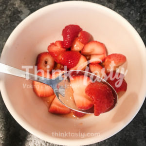 Fresh strawberries macerated with almond liqueur