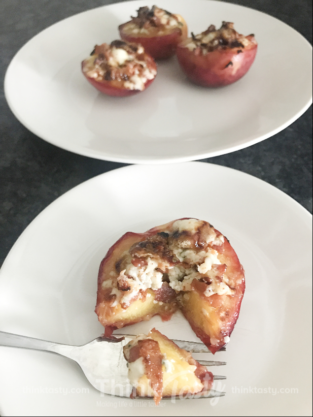 Caramelized Peaches with Bacon and Blue Cheese