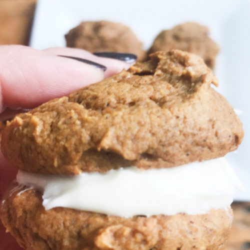 pumpkin whoopie pies with cream cheese filling