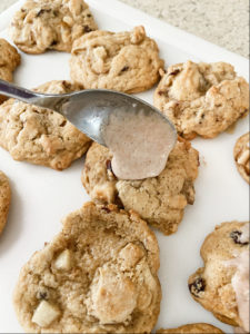 glazed pear and dried cranberry cookies