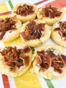 polenta cups filled with blue cheese and bacon