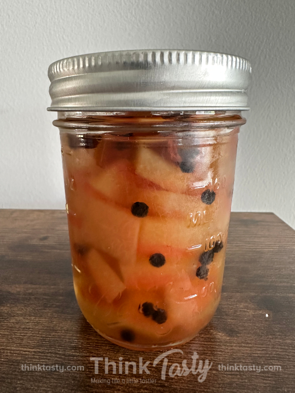 Quick pickled watermelon rind with baking spice